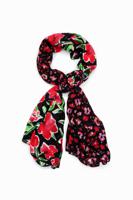 Rechthoekige sjaal met bloemen - BLACK - U