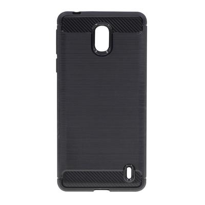 Shop4 - Nokia 1 Plus Hoesje - Zachte Back Case Brushed Carbon Zwart