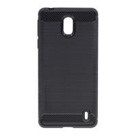 Shop4 - Nokia 1 Plus Hoesje - Zachte Back Case Brushed Carbon Zwart