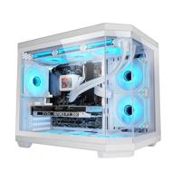 Mars Gaming MC-3TCOREM, Custom Micro-ATX Gaming Behuizing, Drievoudig Gehard Glas, Dual-Kamer Design, Ondersteuning Voor 360mm Waterkoeling, Kabelbeheer, Mini-Tower PC, USB-C, Wit
