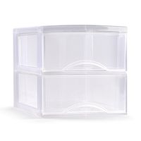 Plasticforte Ladeblokje/bureau organizer 2x lades - transparant - L26 x B36 x H25 cm - thumbnail