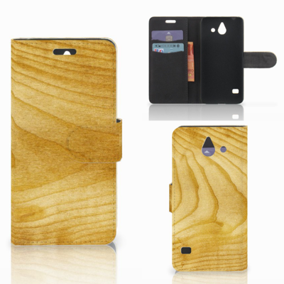 Huawei Ascend Y550 Book Style Case Licht Hout