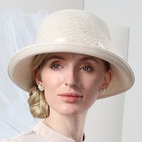 hoeden fiber bolhoed / cloche hoed bucket hat slappe hoed vakantie klassieke zonbescherming met tule hoofddeksel hoofddeksel Lightinthebox