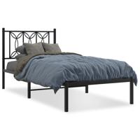 Bedframe met hoofdbord metaal zwart 75x190 cm