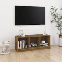 Tv-meubel 104x33x41 cm massief grenenhout honingbruin - thumbnail