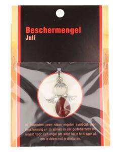 Beschermengel hanger Juli Carneool zilverkleurig zonder ketting