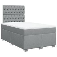vidaXL Boxspring met matras stof lichtgrijs 120x190 cm, boxspring, ledikant, bedframe, bed, boxspring bed, bedbodem, seniorenbed, senioren bed