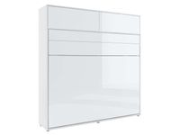 Opklapbed CONCEPTION PRO 160x200 cm wit/glanzend wit (horizontaal) met opzetkast