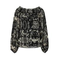 NIKKIE top Fay-Lee met all over print en ruches zwart