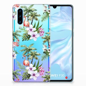 Huawei P30 TPU Hoesje Flamingo Palms