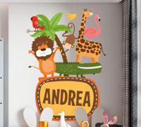 Wilde dieren stickers Jungle boom dieren met naam