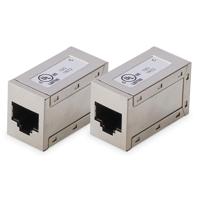 DIGITUS AT-AG 8/8 C6S - RJ45 Koppeling Cat 6-2 stuks - Lan Kabel Verlenging - Cat6 Netwerkkabel Connector - PoE Compatibel - Modulaire Koppeling - Voor Switch, DSL, Modem, Router, PC - Zilver