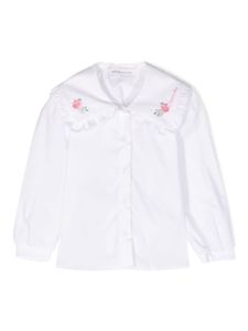 Monnalisa chemise à fleurs brodées - Blanc