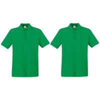 2-Pack maat XL groen poloshirt premium van katoen voor heren - thumbnail