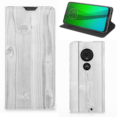 Motorola Moto G7 | G7 Plus Book Wallet Case White Wood