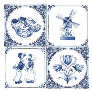 Papieren servetten met Delfts blauw thema print 20x stuks   -