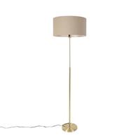 QAZQA Vloerlamp verstelbaar goud met kap lichtbruin 50 cm - Parte