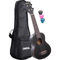 Cascha HH 2262 premium sopraan ukelele zwart met tas en plectra