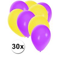 Paarse en gele ballonnen 30 stuks   -