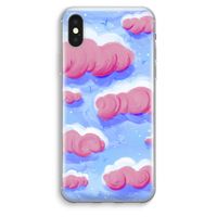 Roze wolken met vogels: iPhone XS Max Transparant Hoesje - thumbnail