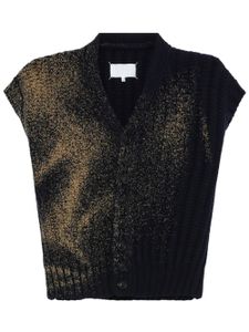 Maison Margiela cardigan nervuré à design sans manches - Noir