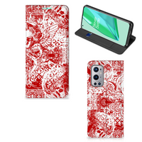 Mobiel BookCase OnePlus 9 Pro Angel Skull Rood - thumbnail