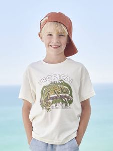 Jongensshirt dierenmotief ecru