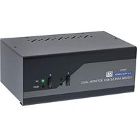 InLine 62642I KVM Desktop Switch, 2-voudig, Dual Monitor, Displayport + HDMI, 4K, USB 3.0, Audio