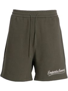 Emporio Armani short de sport en coton à logo brodé - Vert