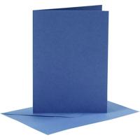 Creotime set van 6 blanco kaarten en enveloppen 10,5x15 cm blauw