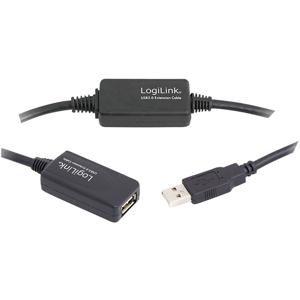 LogiLink USB-kabel USB 2.0 USB-A stekker, USB-A bus 15.00 m Zwart UA0145