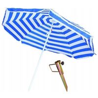 Blauw/wit gestreepte strand/camping parasol 165 cm met grondpen/haring - thumbnail