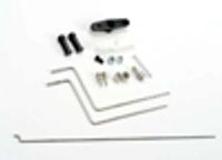 Servo horns (throttle & steering)/plastic rod ends (2)/ metal ball connectors (2)/nuts (2)/ throttle linkage rod/ steering rods (2)