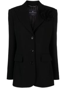 Ermanno Scervino blazer boutonné à fleur appliquée - Noir