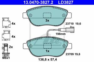 Remmenset, remschijf ATE, Remschijftype: Geventileerd: , Inbouwplaats: Vooras, u.a. für Fiat, Vauxhall, Opel