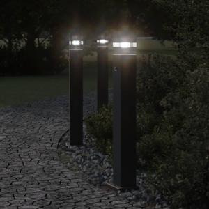 Vloerlampen voor buiten 3 st met sensor 80 cm aluminium zwart