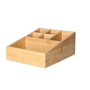 Bambou &amp; Co Make-up/badkamer/kantoor sorteer organizer - 6-vaks bakje - 21 x 16 cm - bamboe hout   -