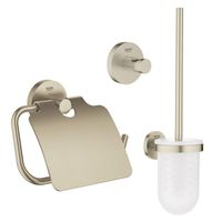 GROHE Essentials Toilet accessoireset 3-delig met toiletborstelhouder, handdoekhaak en toiletrolhouder met klep geborsteld Nikkel sw99007/sw99023/sw99047/ - thumbnail