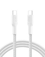 Belkin Eco Gevlochten USB-C to USB-C Kabel 2 m, 240 W - Zachte, flexibele snellaadkabel, Type C Laadkabel voor iPhone 16, Galaxy S25, Pixel 9, MacBook, iPad Pro en meer - Wit USB 2.0, 2M