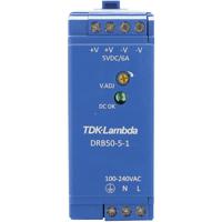 TDK-Lambda DRB50-5-1 DIN-rail netvoeding 5 V/DC 2.5 A 30 W Aantal uitgangen: 1 x Inhoud: 1 stuk(s) - thumbnail