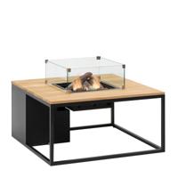 Cosiloft vuurtafel 100 x 100 cm. - Black/teak - Incl. gratis glasset