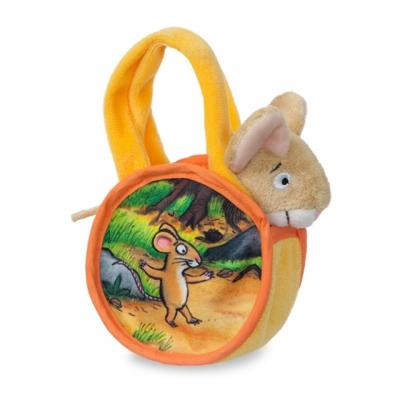 Aurora knuffelmuis in tas 18 cm geel/oranje