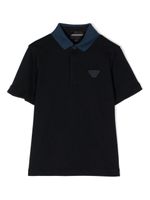 Emporio Armani Kids logo-patch polo shirt - Bleu