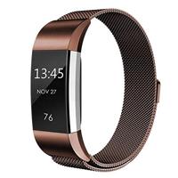 By Qubix - Compatible met Fitbit Charge 2 milanese bandje - Maat: Small - Bruin - Compatible fitbit bandje