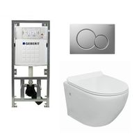 Go toiletset compact Rimless inclusief UP320 toiletreservoir met softclose en quickrelease toiletzitting met bedieningsplaat glans verchroomd 0701131/0700519/sw242519/ - thumbnail