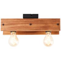 Brilliant Plafondlamp Calandra 2-lichts zwart met houtbruin 99449/76