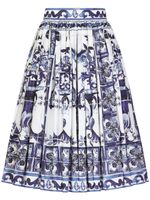 Dolce & Gabbana jupe plissée à imprimé Majolica - Bleu