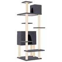vidaXL Kattenmeubel met sisal krabpalen 154 cm donkergrijs, kattenpaal, kattenboom, kattenkrabpaal, kattenhuis, kattenmeubel, kattenpalen