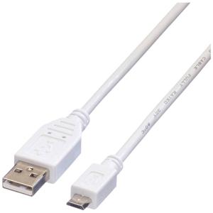 VALUE USB 2.0 Kabel, USB A Male - Micro USB B Male, wit, 1,8 m