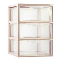 Plasticforte Ladeblokje/bureau organizer 3x lades - transparant/beige - L26 x B37 x H37 cm   - - thumbnail